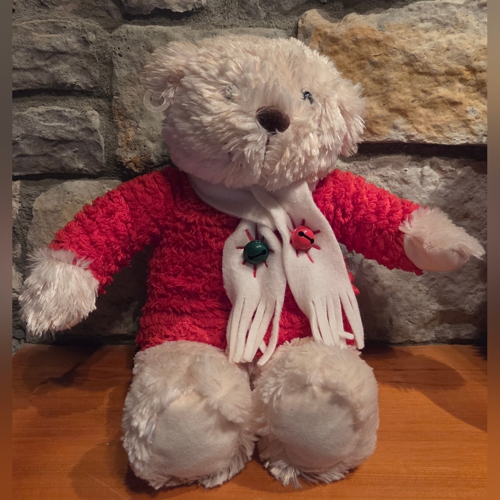 Hallmark Plush Christmas Teddy Bear 14” Musical Plays Jingle Bells